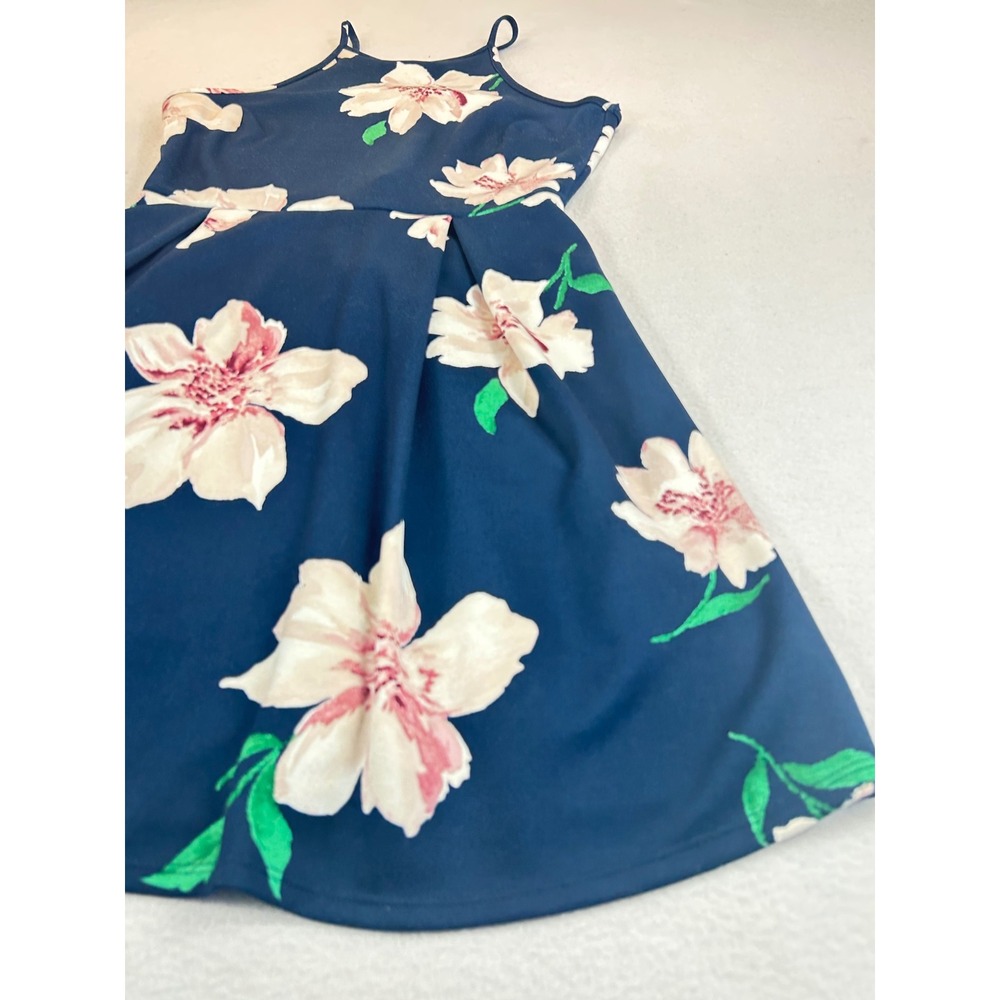 Monteau Fit and Flare Dress Women Medium Navy Blue Floral Wedding Guest 500223 - Picture 4 of 9
